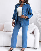 Seam Front Zip-Fly High Waist Straight Denim Jeans