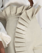 Ruched High-Waist Shorts with Flouncy Ruffle Hem