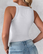 2-Pack Ribbed Racerback Tank Tops, Round Neck, No Bra Pads