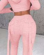 Drawstring Sweatpants with Slit Pockets