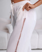 Elastic Drawstring Waist Pants with Side Pockets