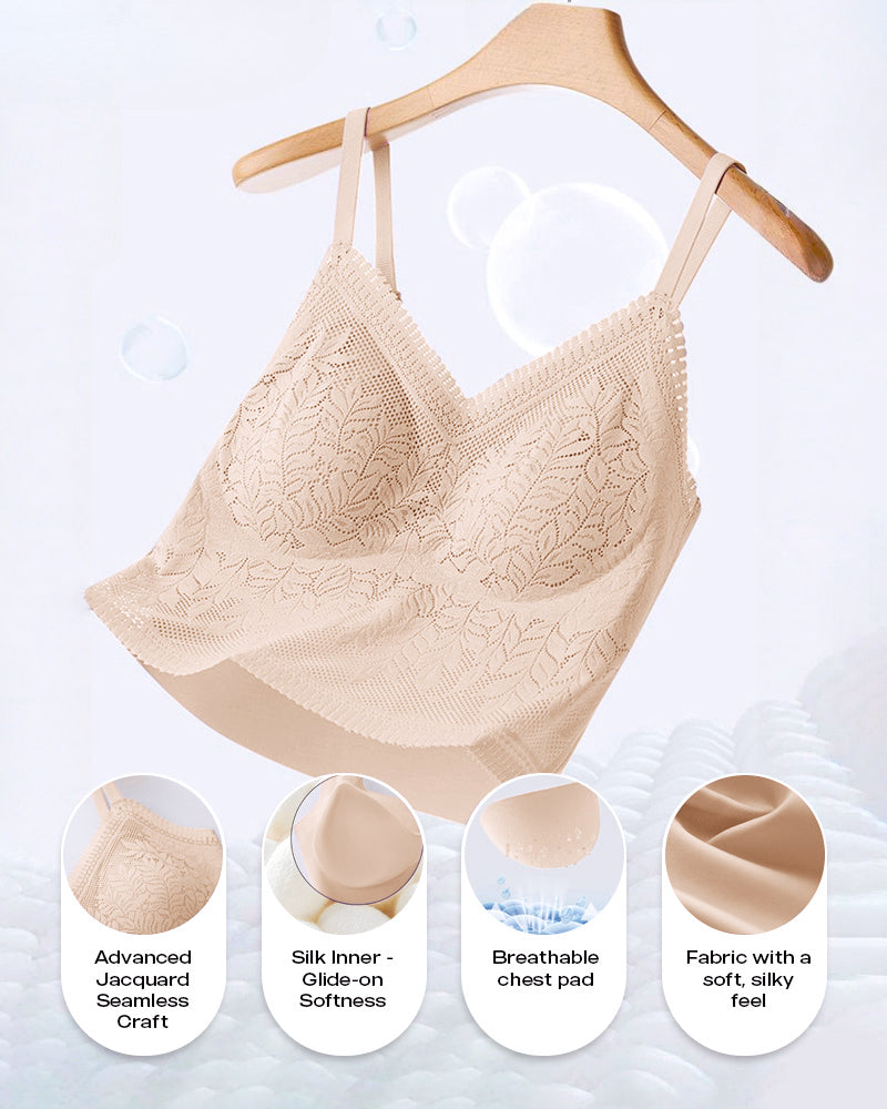 Lace V-Neck Spaghetti Strap Bralette - Sexy Soft Crop Cami