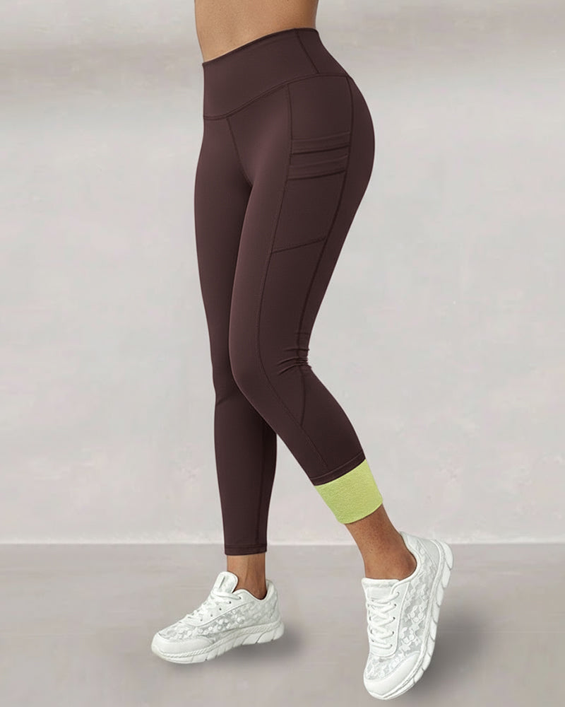 High-Waisted Thermal Yoga Pants with Pockets for Winter