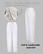 Elastic Drawstring Waist Pants with Side Pockets