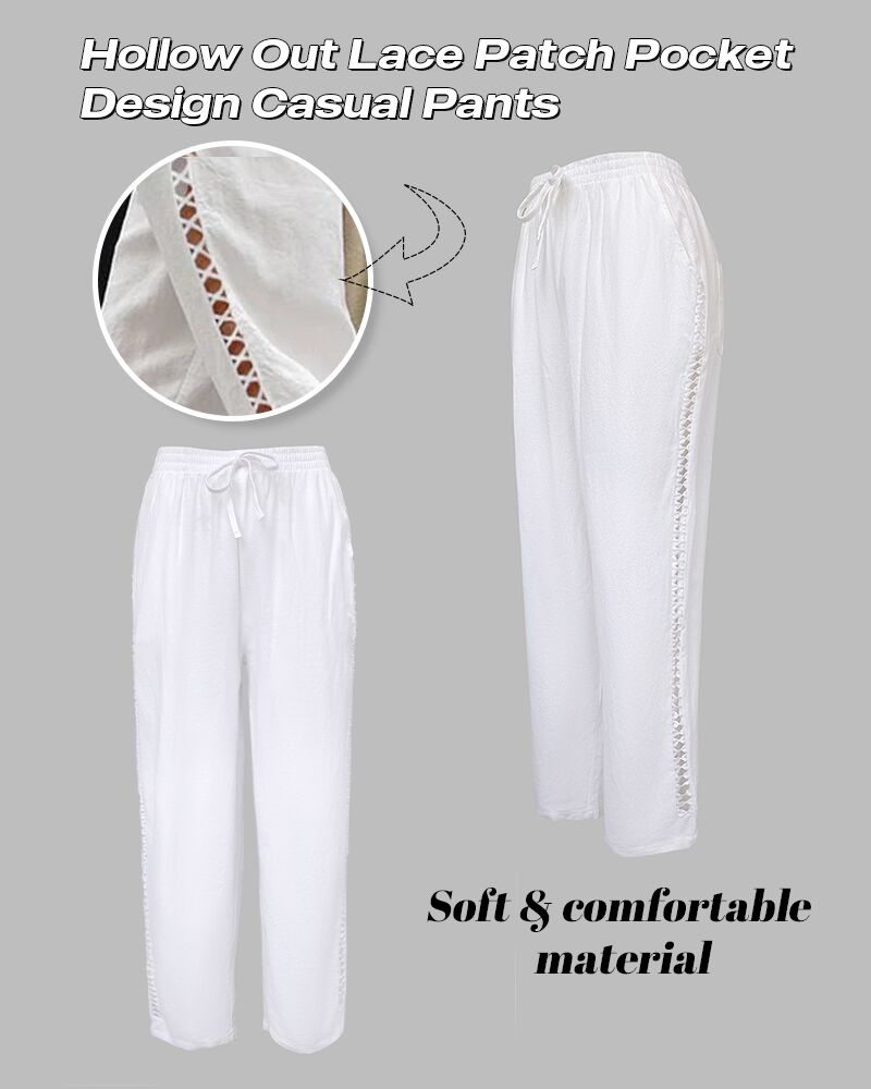 Elastic Drawstring Waist Pants with Side Pockets
