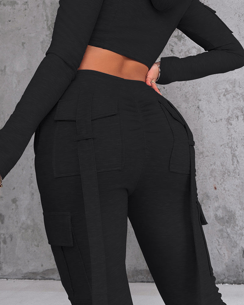Drawstring Sweatpants with Slit Pockets