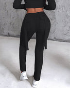 Drawstring Sweatpants with Slit Pockets