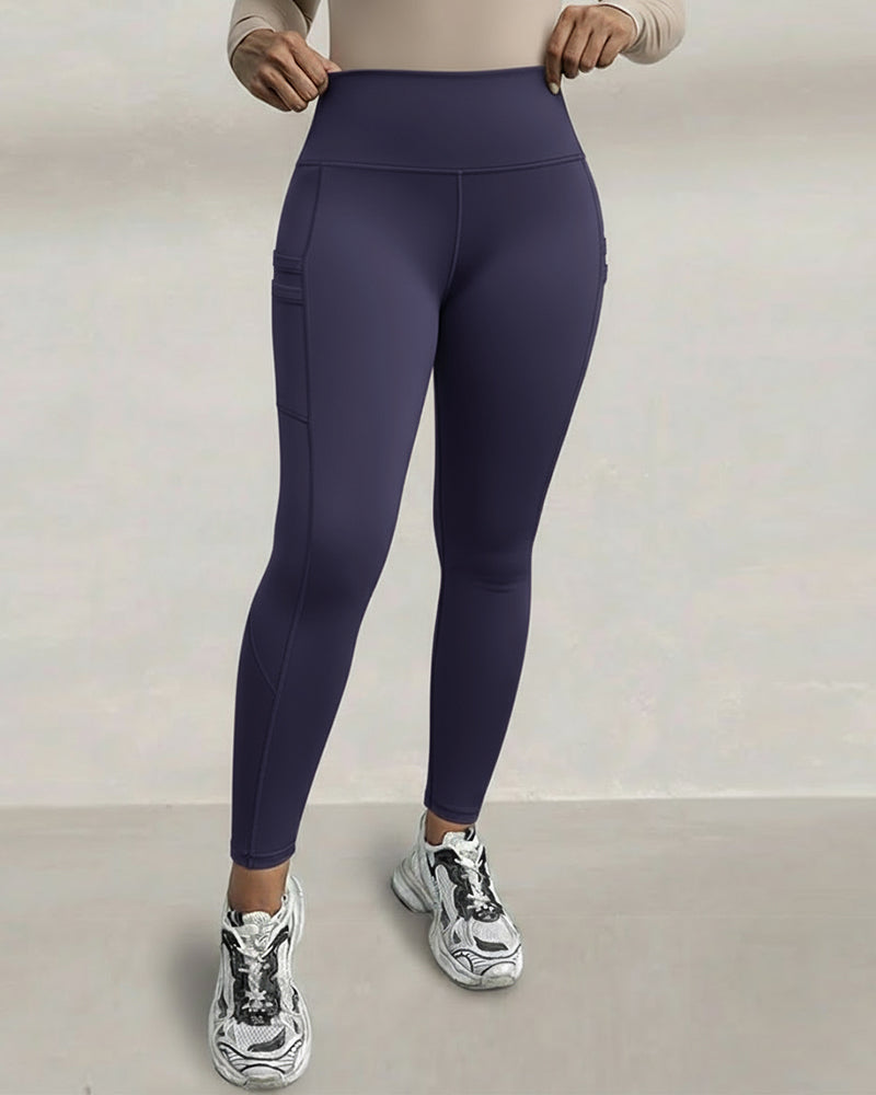 High-Waisted Thermal Yoga Pants with Pockets for Winter