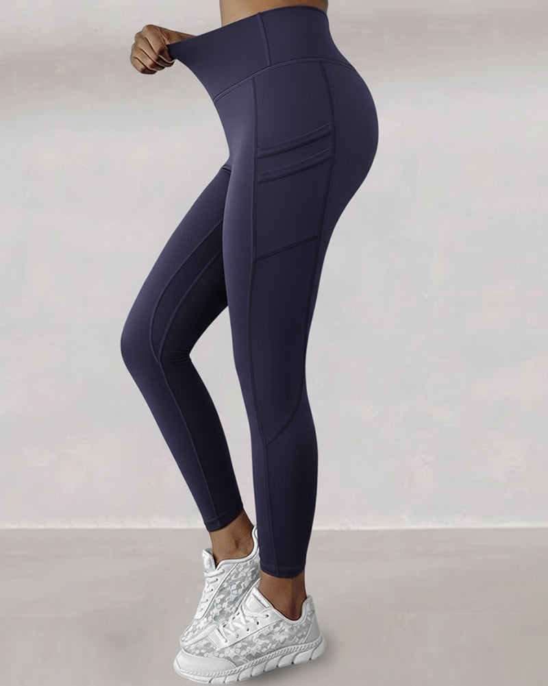 High-Waisted Thermal Yoga Pants with Pockets for Winter