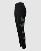 Embellished Butterfly Rhinestone Accent Skinny Jeans