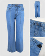 Seam Front Zip-Fly High Waist Straight Denim Jeans