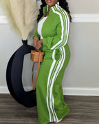 Zip Crop Jacket and Wide-Leg Pants 2-Piece Ensemble