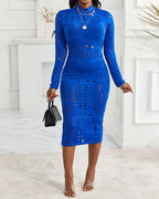 Mock Neck Long Sleeve Cut-Out Bodycon Party Dress