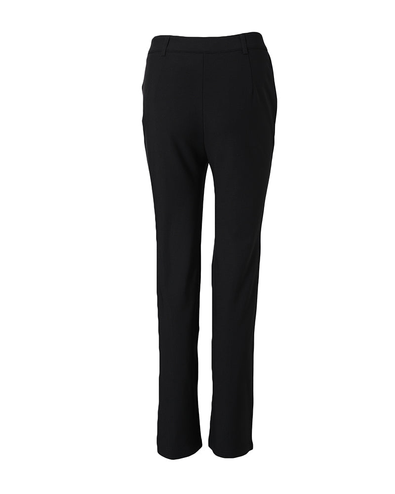 High Waist Straight Leg Trousers with Elastic Back