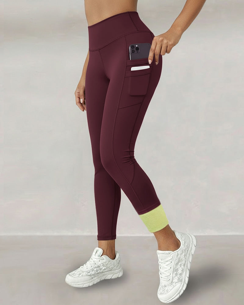High-Waisted Thermal Yoga Pants with Pockets for Winter