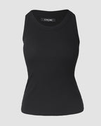 Ribbed Tank Top with Built-In Bra and Round Neck
