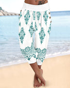 Tribal Print Capris with Button Accents and Pockets
