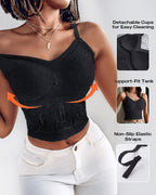 Lace V-Neck Spaghetti Strap Bralette - Sexy Soft Crop Cami