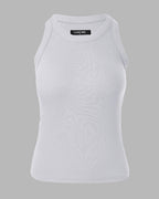 Ribbed Tank Top with Built-In Bra and Round Neck