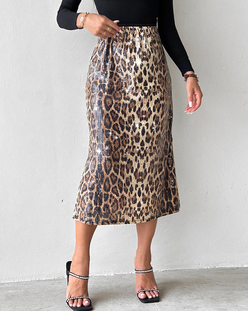 Discover Our New Leopard Print Sequined Skirt