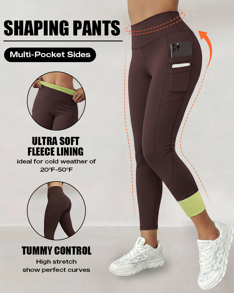 High-Waisted Thermal Yoga Pants with Pockets for Winter
