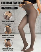 High Waist Fleece-Lined Thermal Fake Translucent Leggings