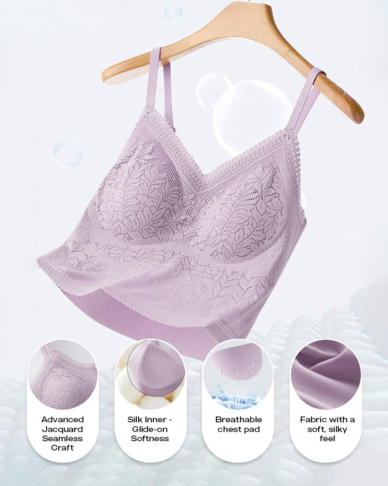 Lace V-Neck Spaghetti Strap Bralette - Sexy Soft Crop Cami