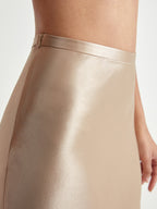 Elegant High-Rise Midi Skirt in Silky Satin Flow