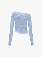 Asymmetrical Long Sleeve Shirt with Off Shoulder Design