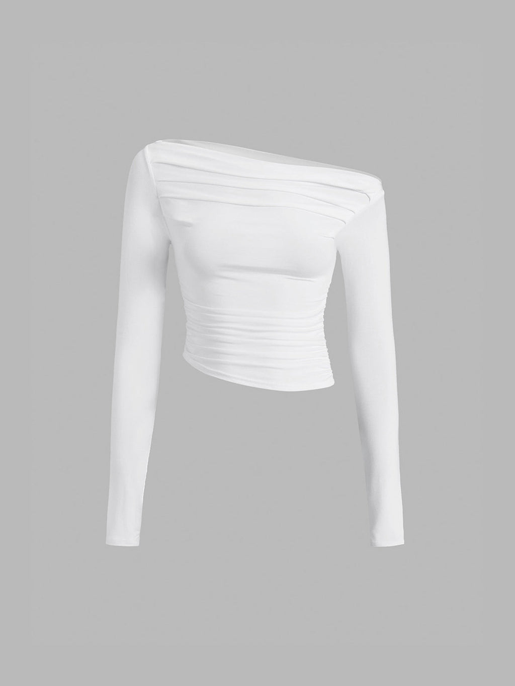 Asymmetrical Long Sleeve Shirt with Off Shoulder Design
