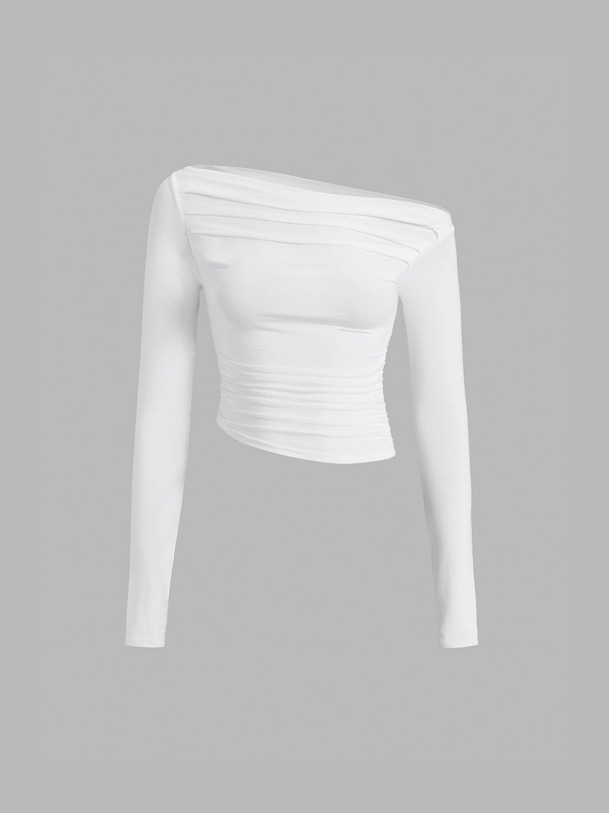Asymmetrical Long Sleeve Shirt with Off Shoulder Design