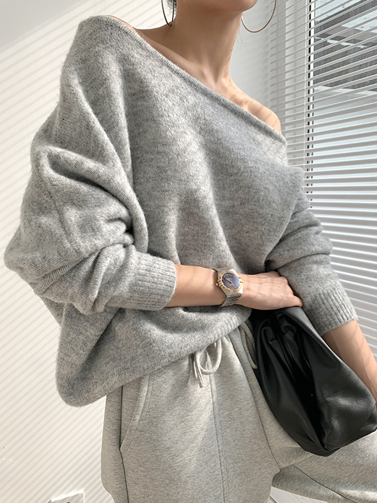 Asymmetric One-Shoulder Sweater