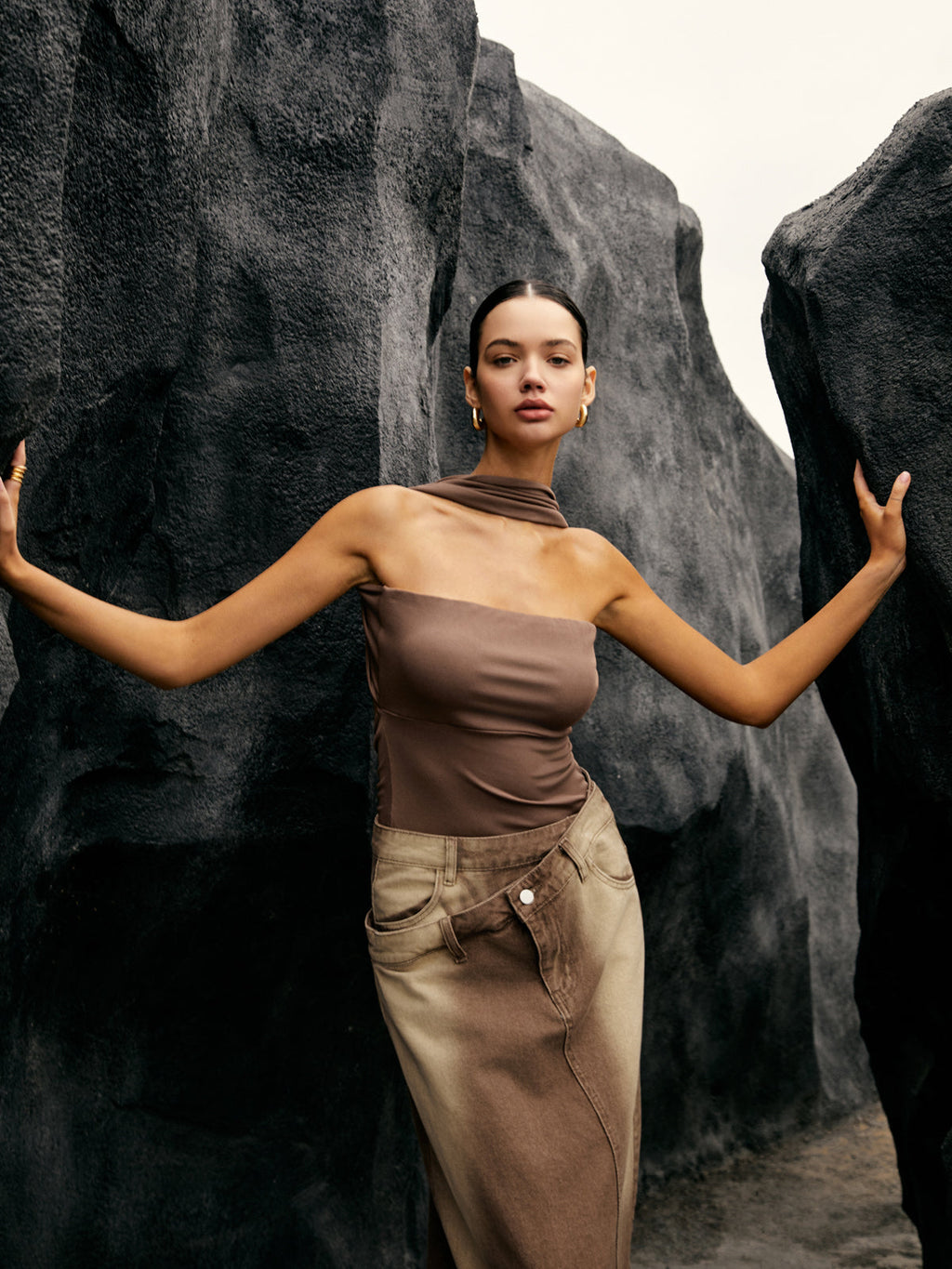 A BYPINKYPARIS Seamless Halter Neck Jersey Tube Top in a sleek, modern style.