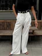 Stylish Wide Leg Pants, Belt Sold Separately
