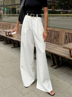 Stylish Wide Leg Pants, Belt Sold Separately