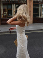 LA FINE FLEUR sleeveless cotton and linen maxi dress, featuring a relaxed elegant silhouette.