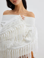 Beheme Off-Shoulder Sweater with Tassel Detail