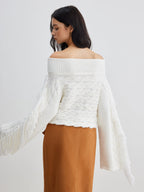 Beheme Off-Shoulder Sweater with Tassel Detail