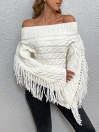 Beheme Off-Shoulder Sweater with Tassel Detail