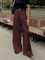 Stylish Wide Leg Pants, Belt Sold Separately
