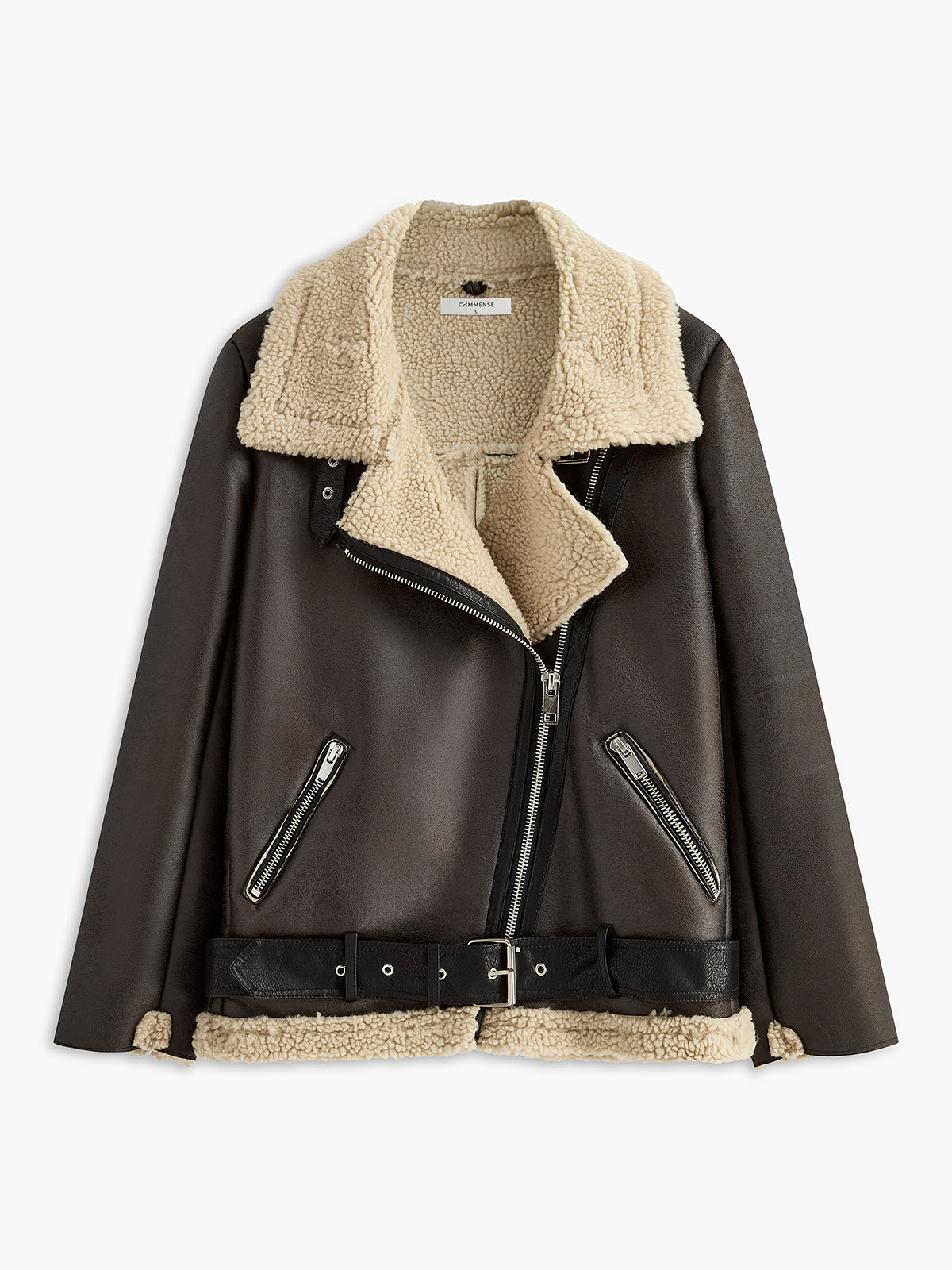 Adjustable Belted Fleece Jacket with Plush Zipper Detail