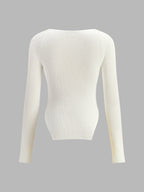 Long Sleeve Sweetheart Neckline Knit Top
