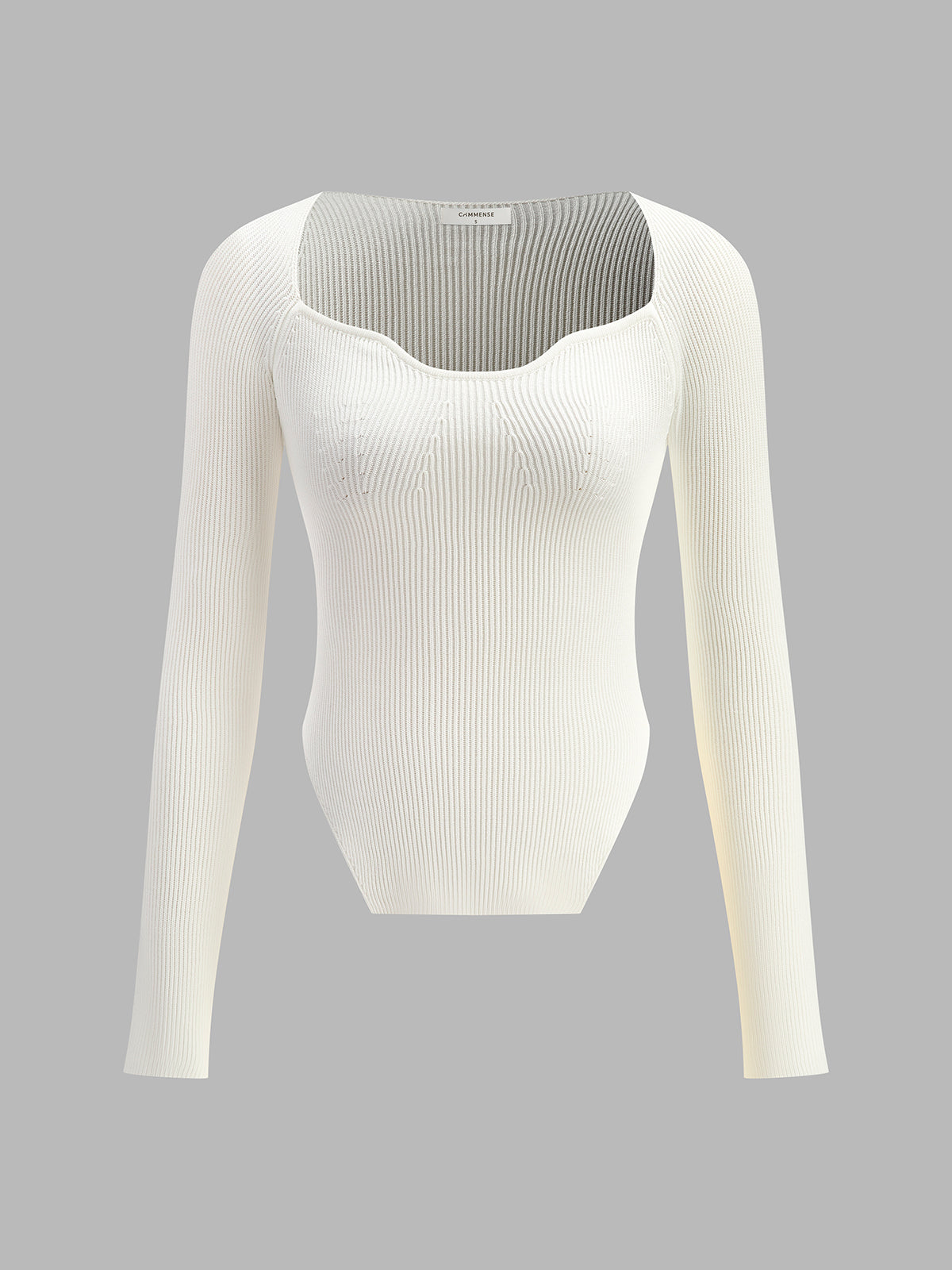 Long Sleeve Sweetheart Neckline Knit Top
