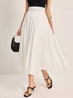 Chic Semi-Sheer Pleated A-Line Midi Skirt