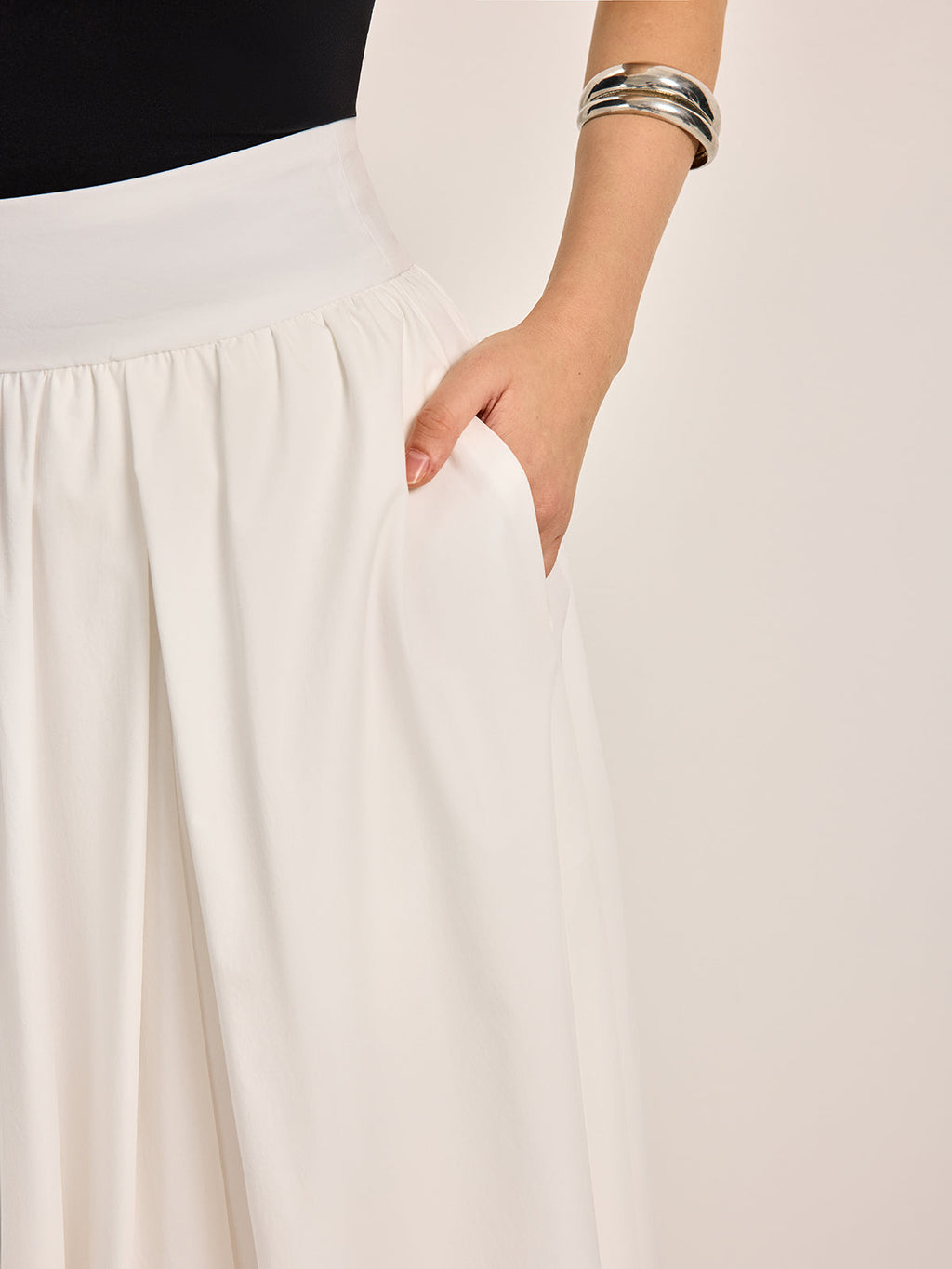 Chic Semi-Sheer Pleated A-Line Midi Skirt
