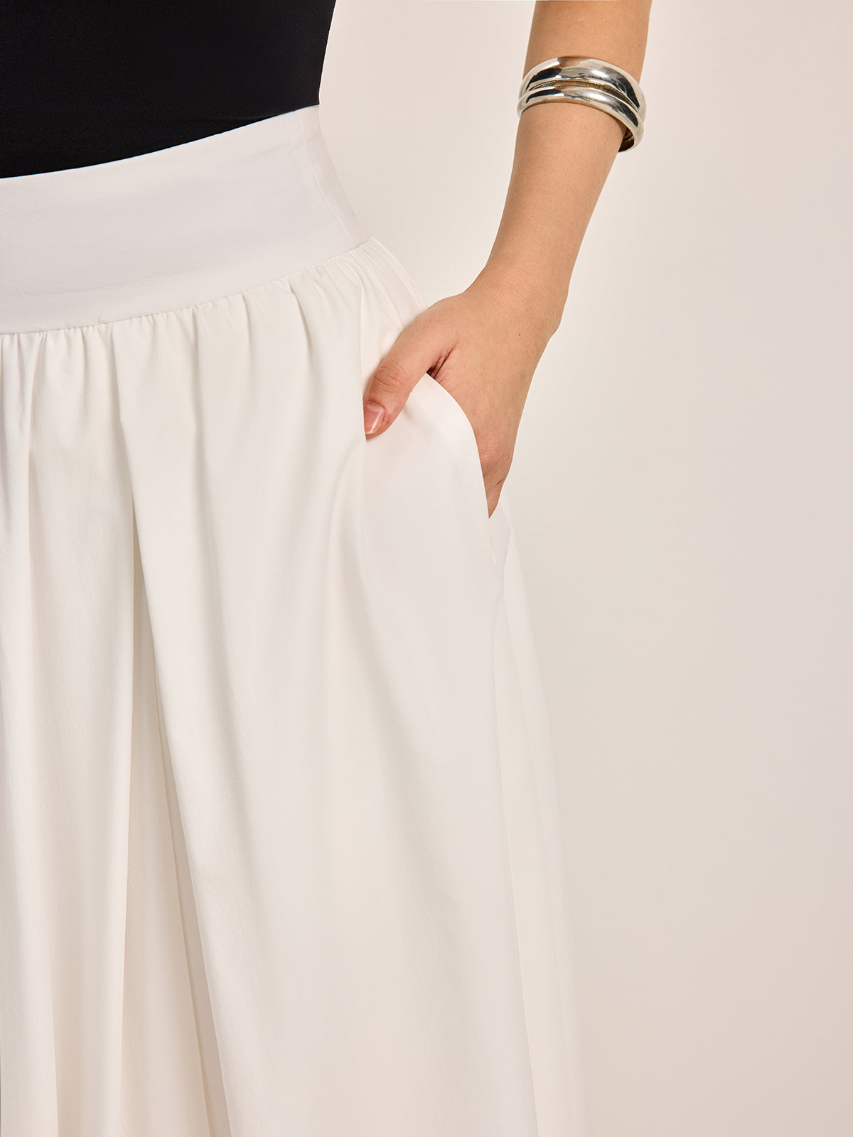 Chic Semi-Sheer Pleated A-Line Midi Skirt