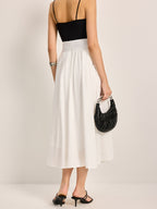 Chic Semi-Sheer Pleated A-Line Midi Skirt
