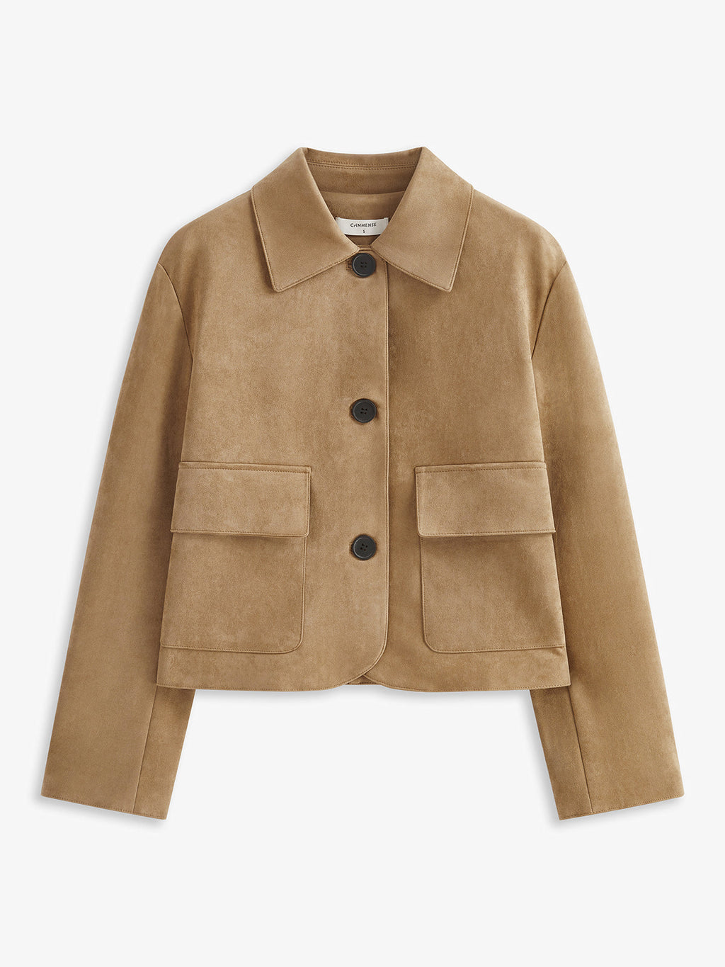 Suede-Style Jacket Featuring Buttoned Lapel