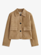 Suede-Style Jacket Featuring Buttoned Lapel