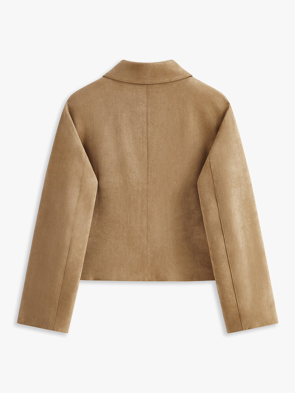 Suede-Style Jacket Featuring Buttoned Lapel